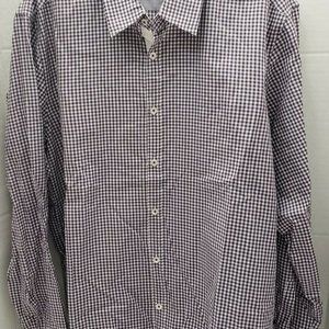 Hugo Boss Mens Button Down Shirt Regular Fit Checkered Check Purple White XL